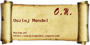 Oszlej Mendel névjegykártya